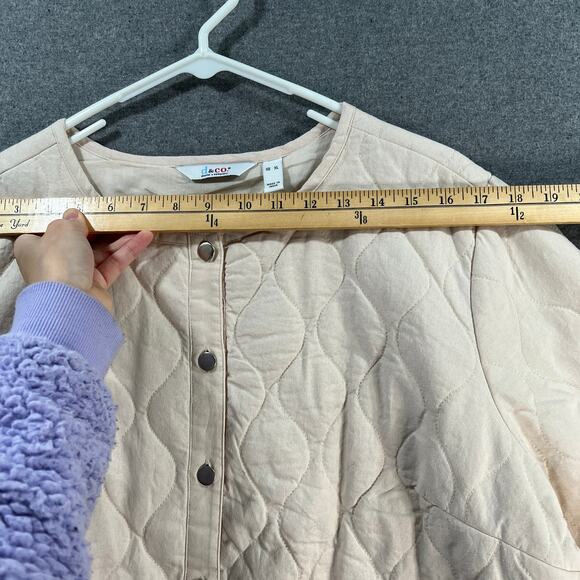 Denim & Co. Cotton Quilted Jacket Light Khaki Size X-Large - Picture 6 of 10